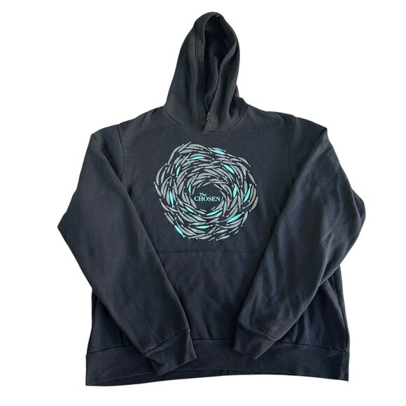 The Chosen Against The Current Graphic Hoodie Men’s XXL Black Logo Jesus Fish - Picture 2 of 9